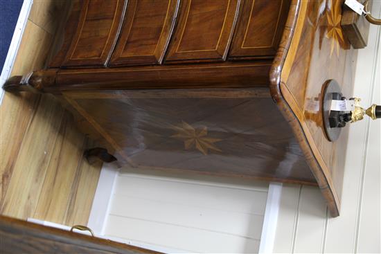 An 18th century Maltese olive wood and fruitwood serpentine commode, W.6ft 1in.